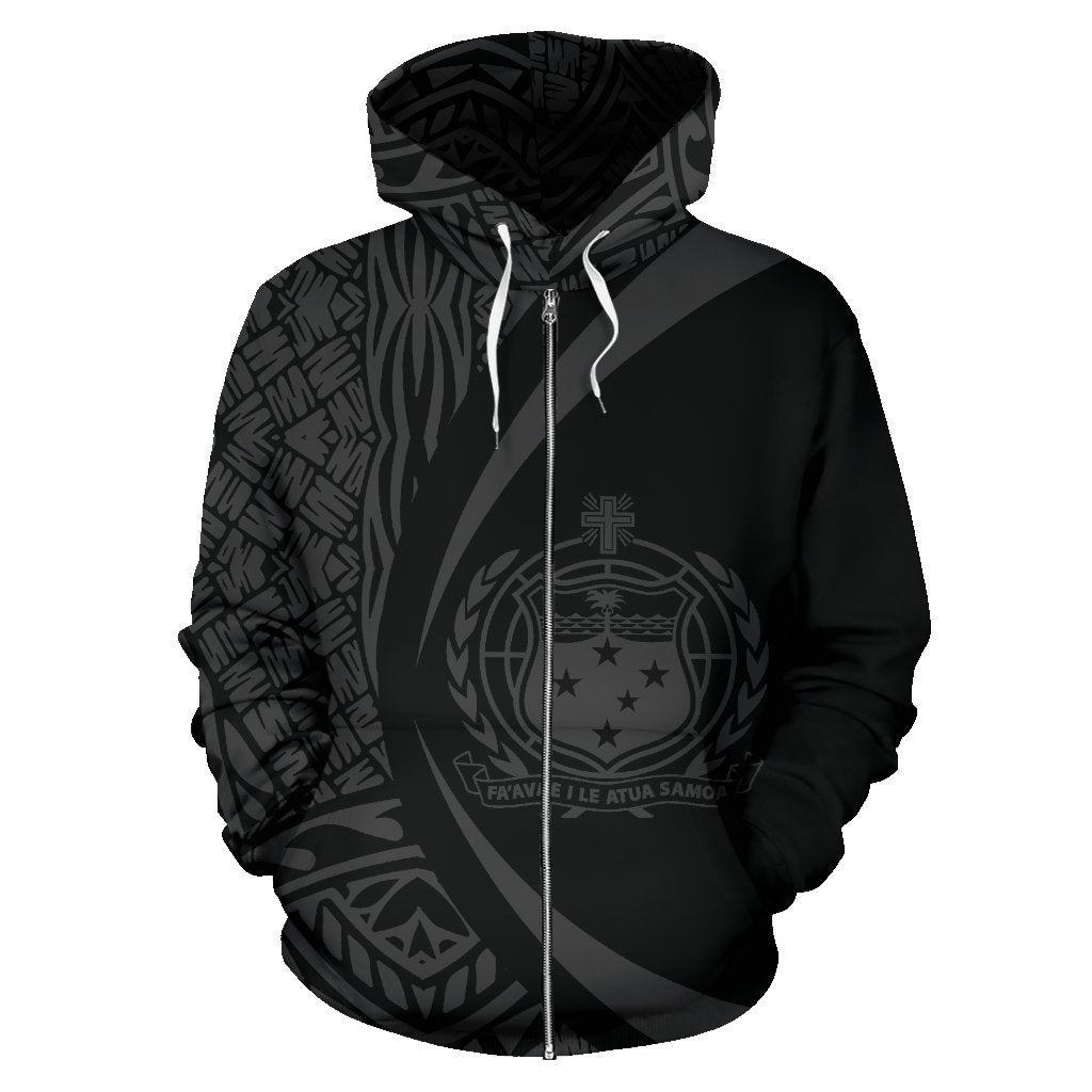 Polynesian Coat Of Arms Of Samoa Zip Hoodie Gray