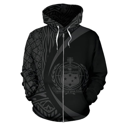 Polynesian Coat Of Arms Of Samoa Zip Hoodie Gray