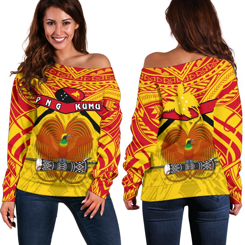 Papua New Guinea Rugby Off Shoulder Sweater PNG The Kumuls