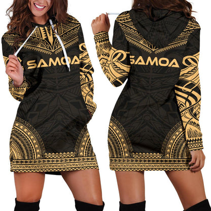 Samoa Women's Hoodie Dress Polynesian Gold Chief