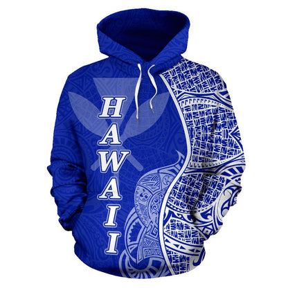 Polynesian Hawaii Hoodie Coconut Tree Blue