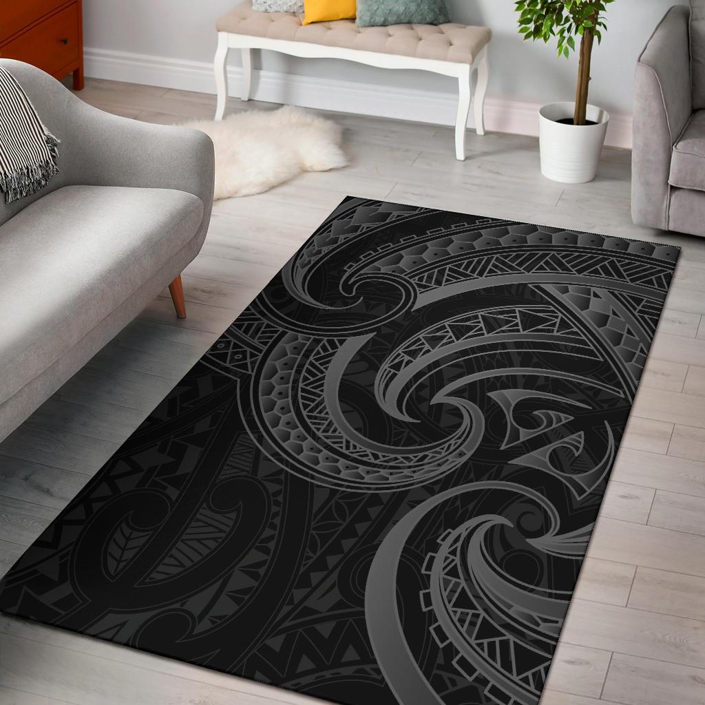 New Zealand Maori Mangopare Area Rug Polynesian Black