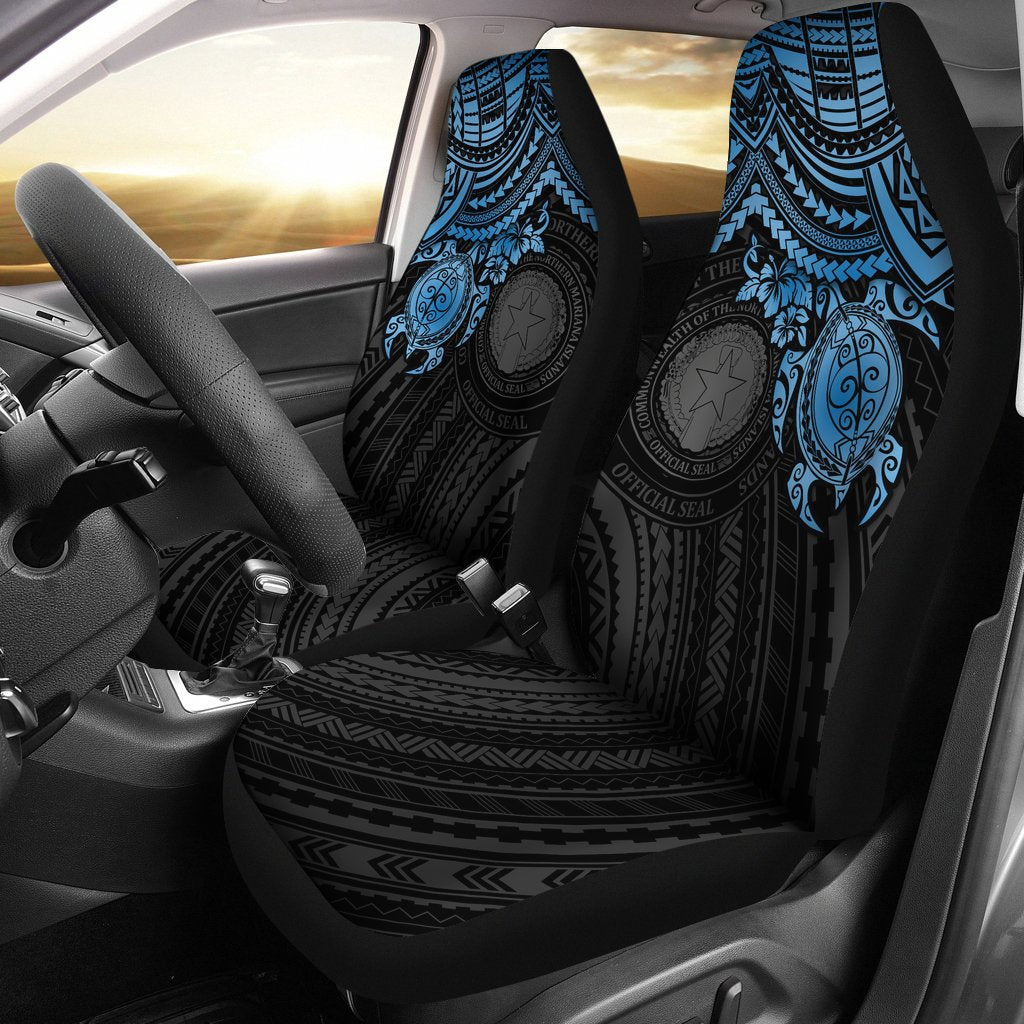 CNMI Seal Car Seat Covers Blue Turtle Hibiscus