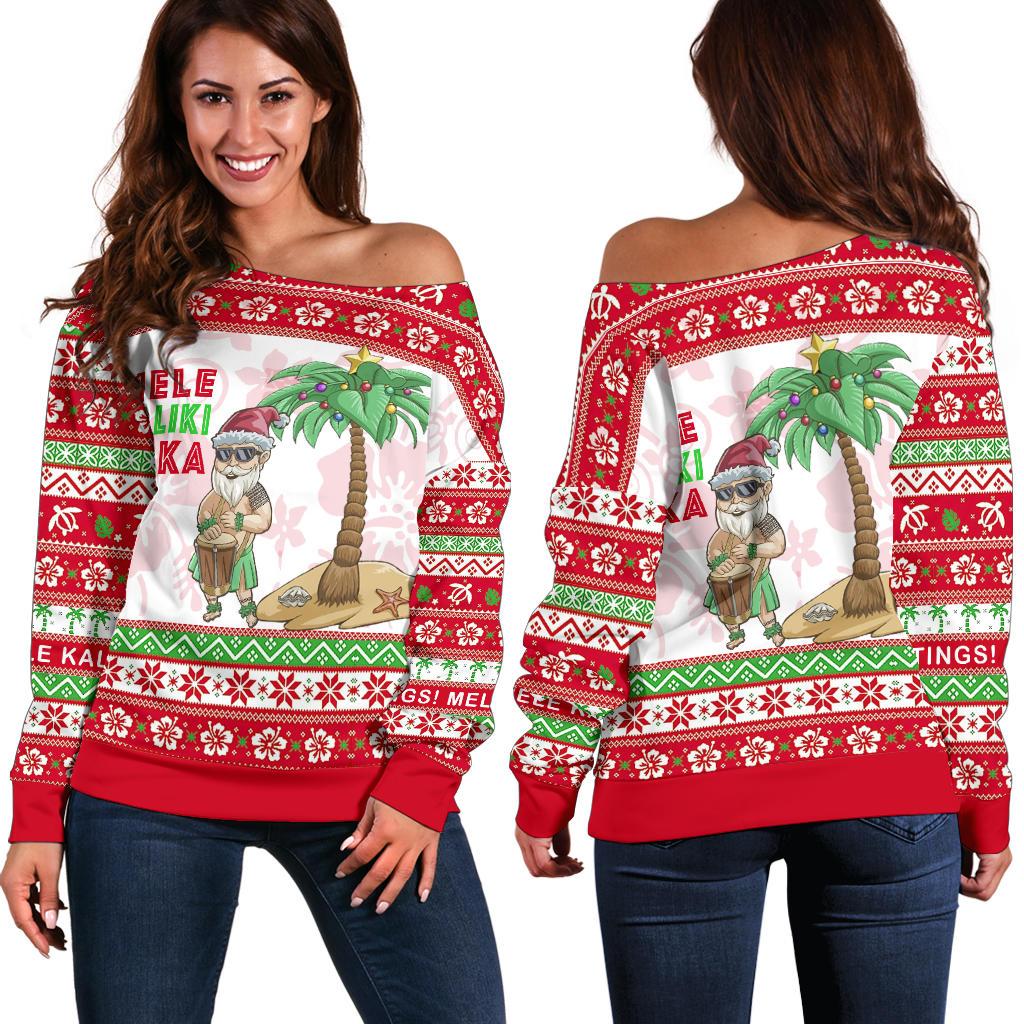 Polynesian Hawaii Christmas Women's Off Shoulder Sweater
