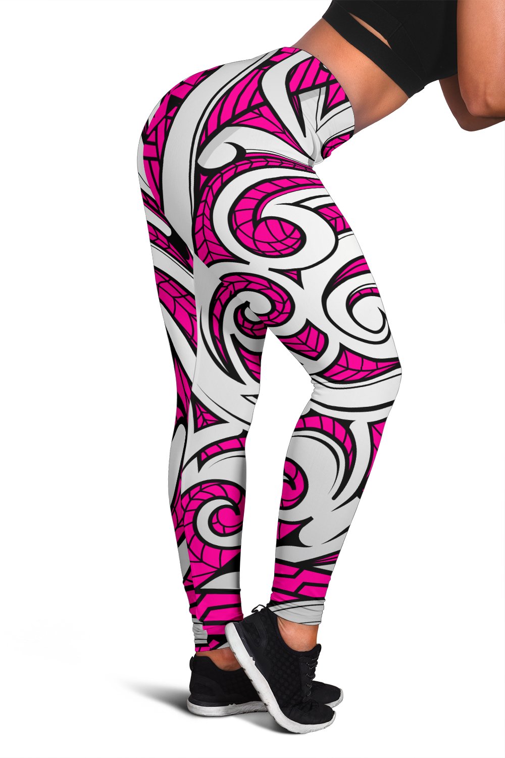 Polynesian Maori Ethnic Ornament Pink Hawaii Women's Leggings AH