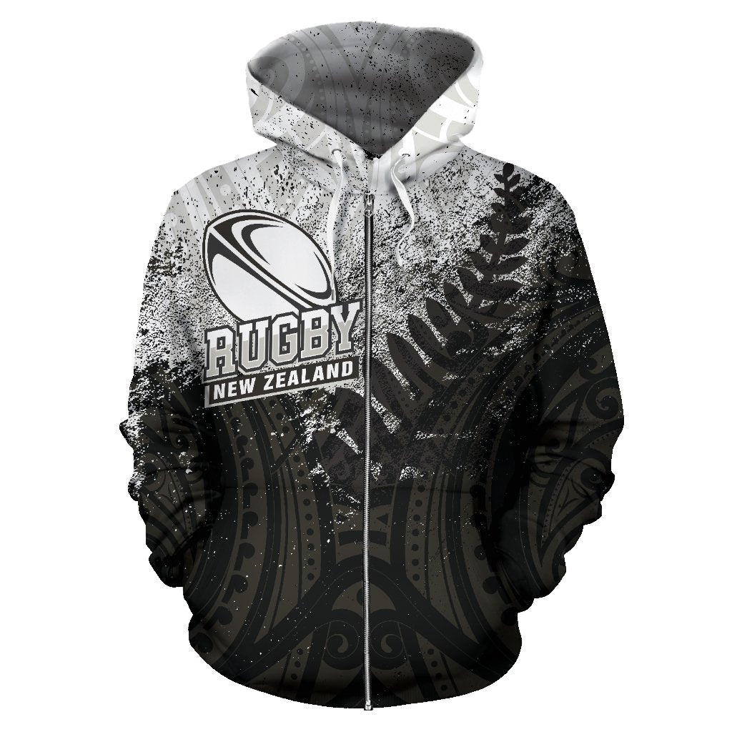 New Zealand Rugby Zip Up Hoodie Maori Rugby Style