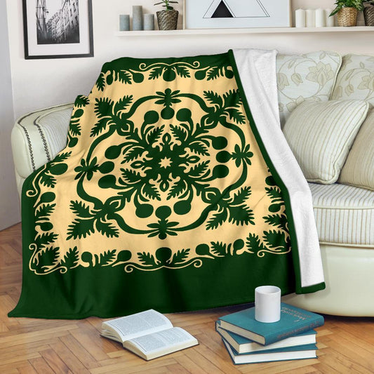 Hawaiian Premium Blanket Royal Pattern Emerald Green