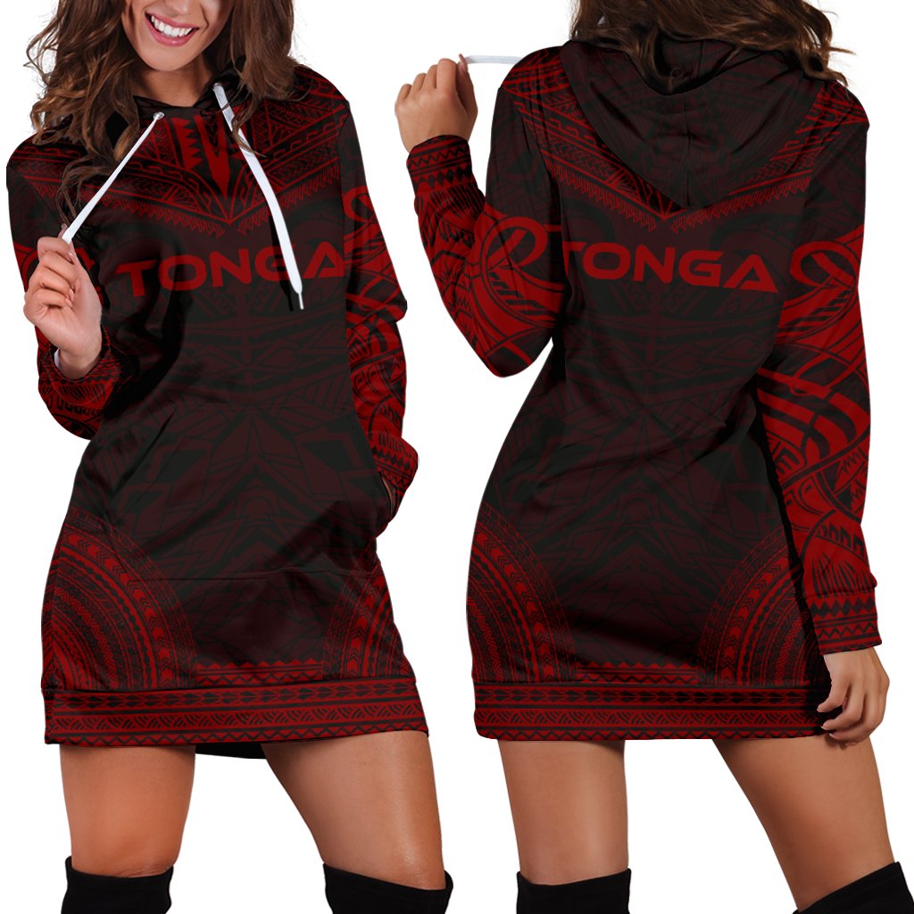 Tonga Women's Hoodie Dress Polynesian Red Chief