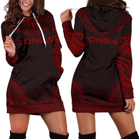 Tonga Women's Hoodie Dress Polynesian Red Chief