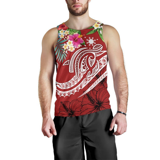 The Philippines Men's Tank Top Summer Plumeria Red