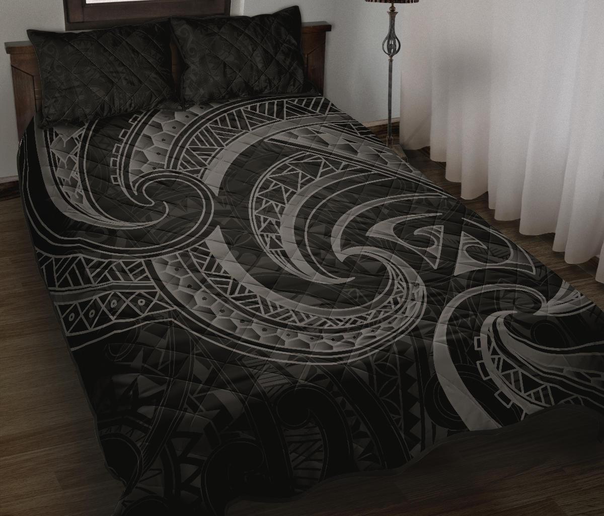 New Zealand Maori Mangopare Quilt Bed Set Polynesian Black