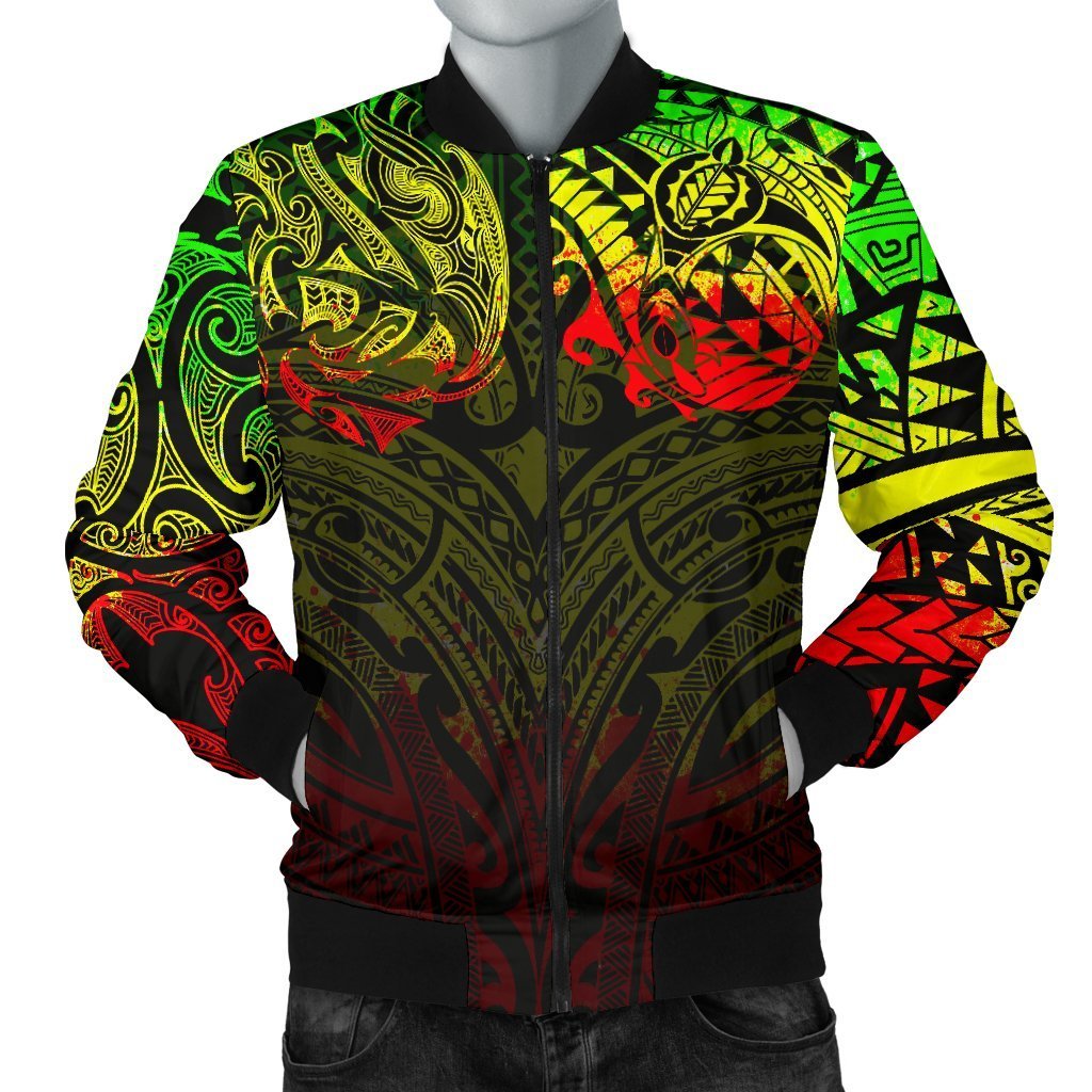 New Zealand Men's Bomber Jacket, Maori Polynesian Tattoo Reggage