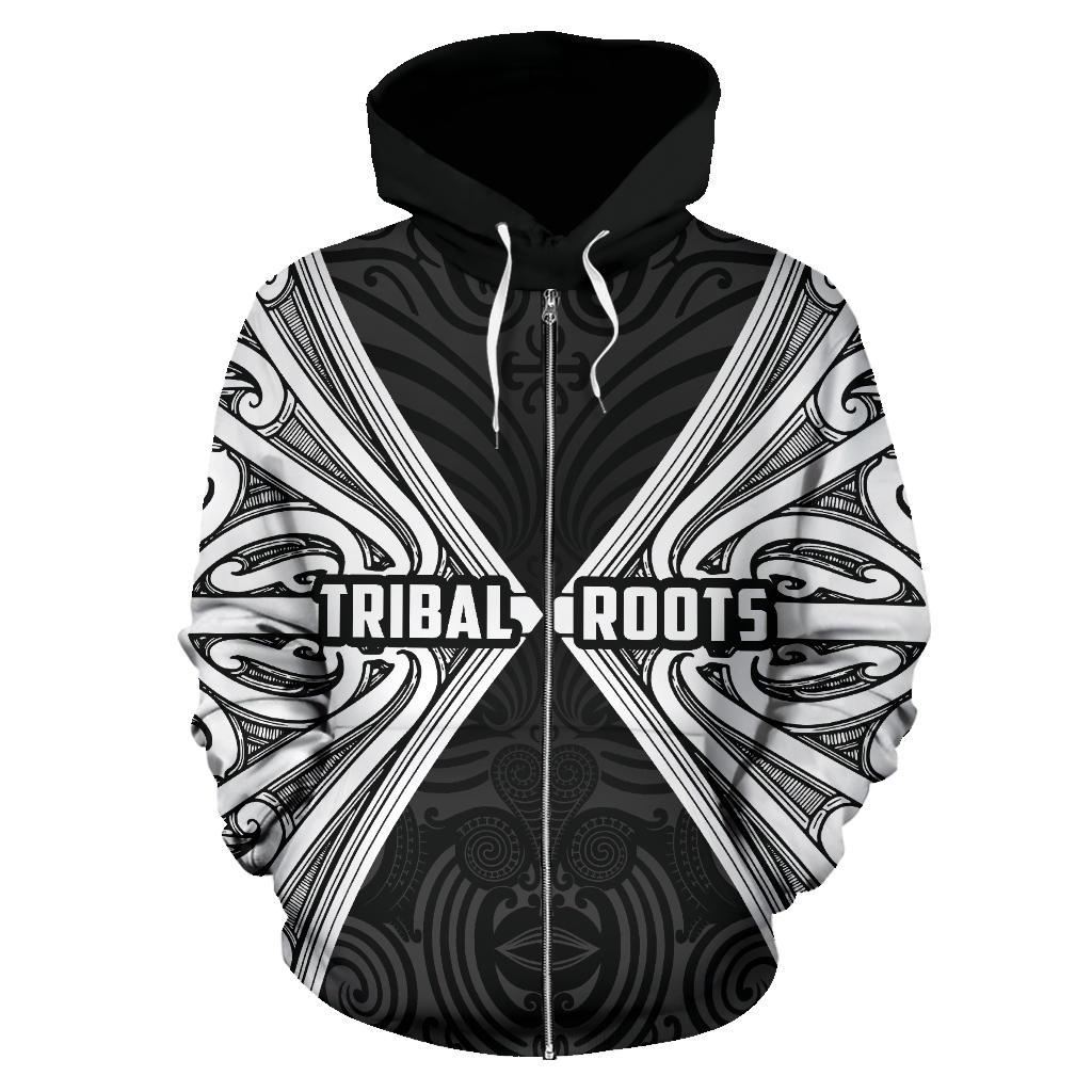 Maori Aotearoa Tribal Roots Zip Up Hoodie White