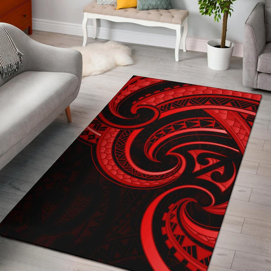 New Zealand Maori Mangopare Area Rug Polynesian Red