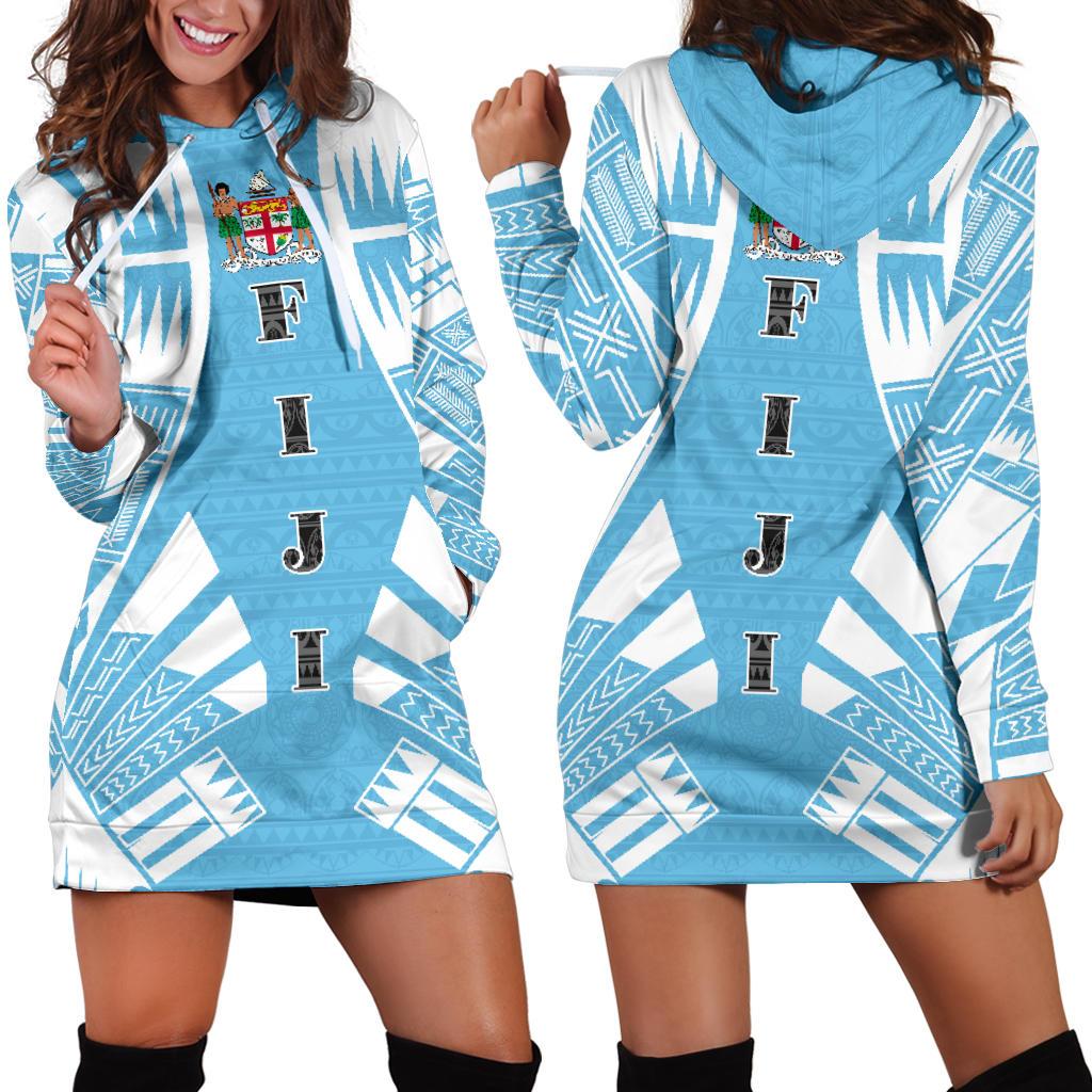 Fiji Hoodie Dress Polynesian Tattoo Flag