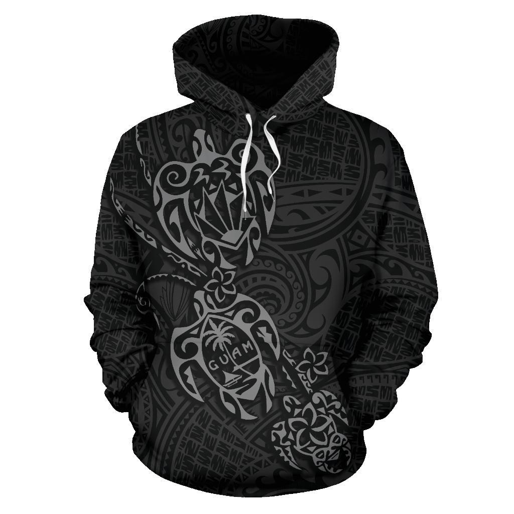 Hoodie Guam Family Turtles Map Polynesian Grey