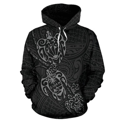 Hoodie Guam Family Turtles Map Polynesian Grey