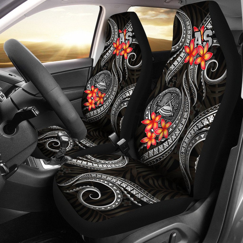 American Samoa Polynesian Car Seat Covers Black Plumeria
