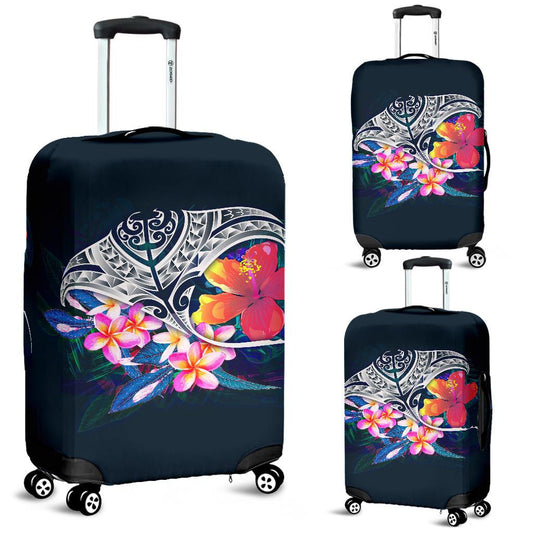 Polynesian Luggage Covers Manta Ray And Hibiscus