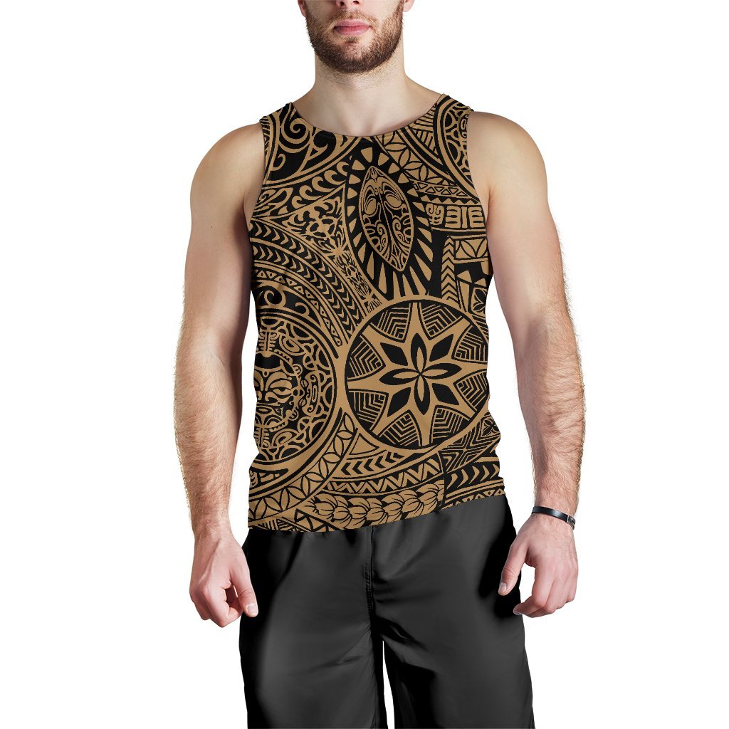 Polynesian Hawaiian Style Tribal Tattoo Gold Hawaii Men's Tank Top