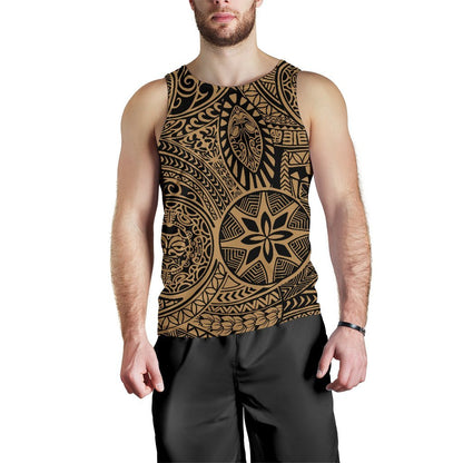 Polynesian Hawaiian Style Tribal Tattoo Gold Hawaii Men's Tank Top