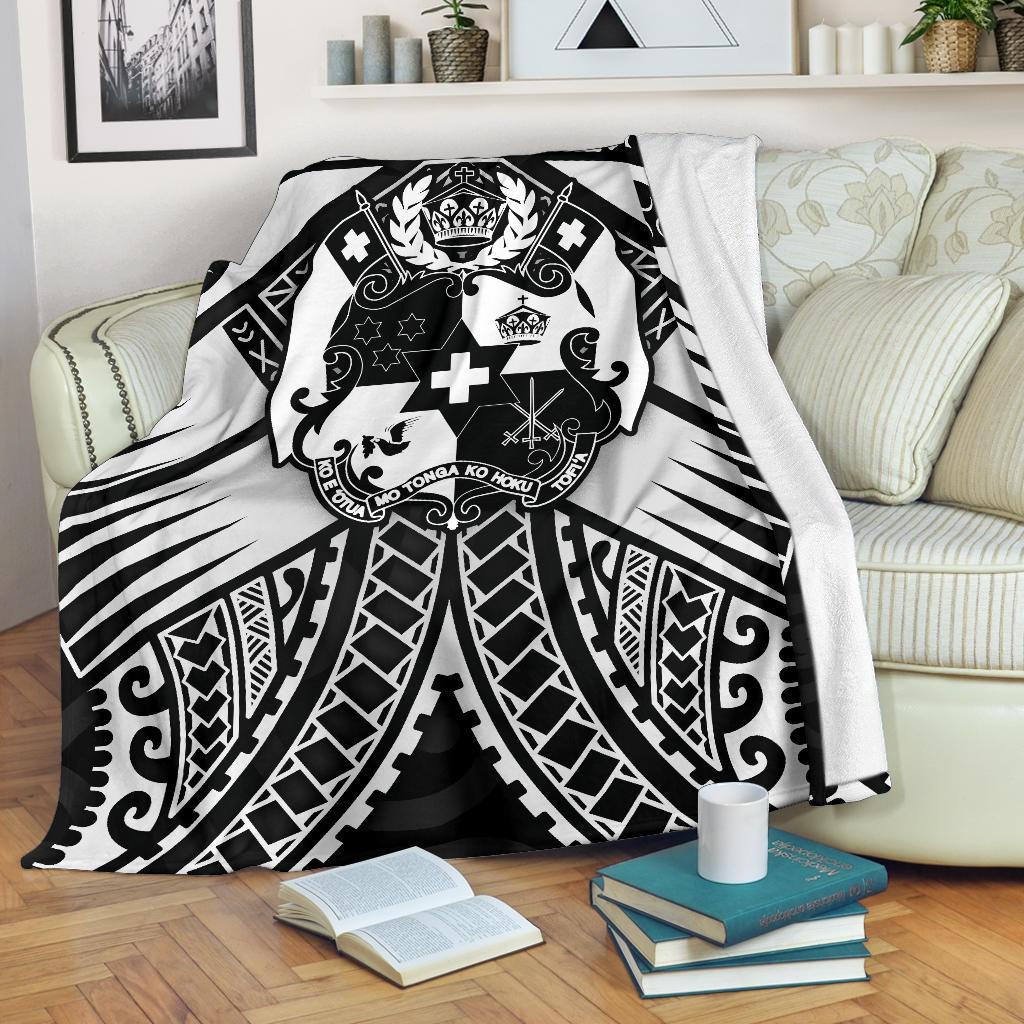 Tonga Polynesian Premium Blanket Tonga White Seal with Polynesian tattoo