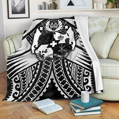 Tonga Polynesian Premium Blanket Tonga White Seal with Polynesian tattoo