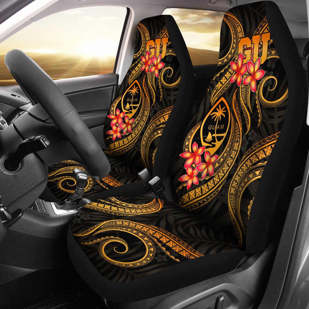 Guam Polynesian Car Seat Covers Gold Plumeria