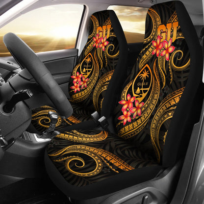Guam Polynesian Car Seat Covers Gold Plumeria