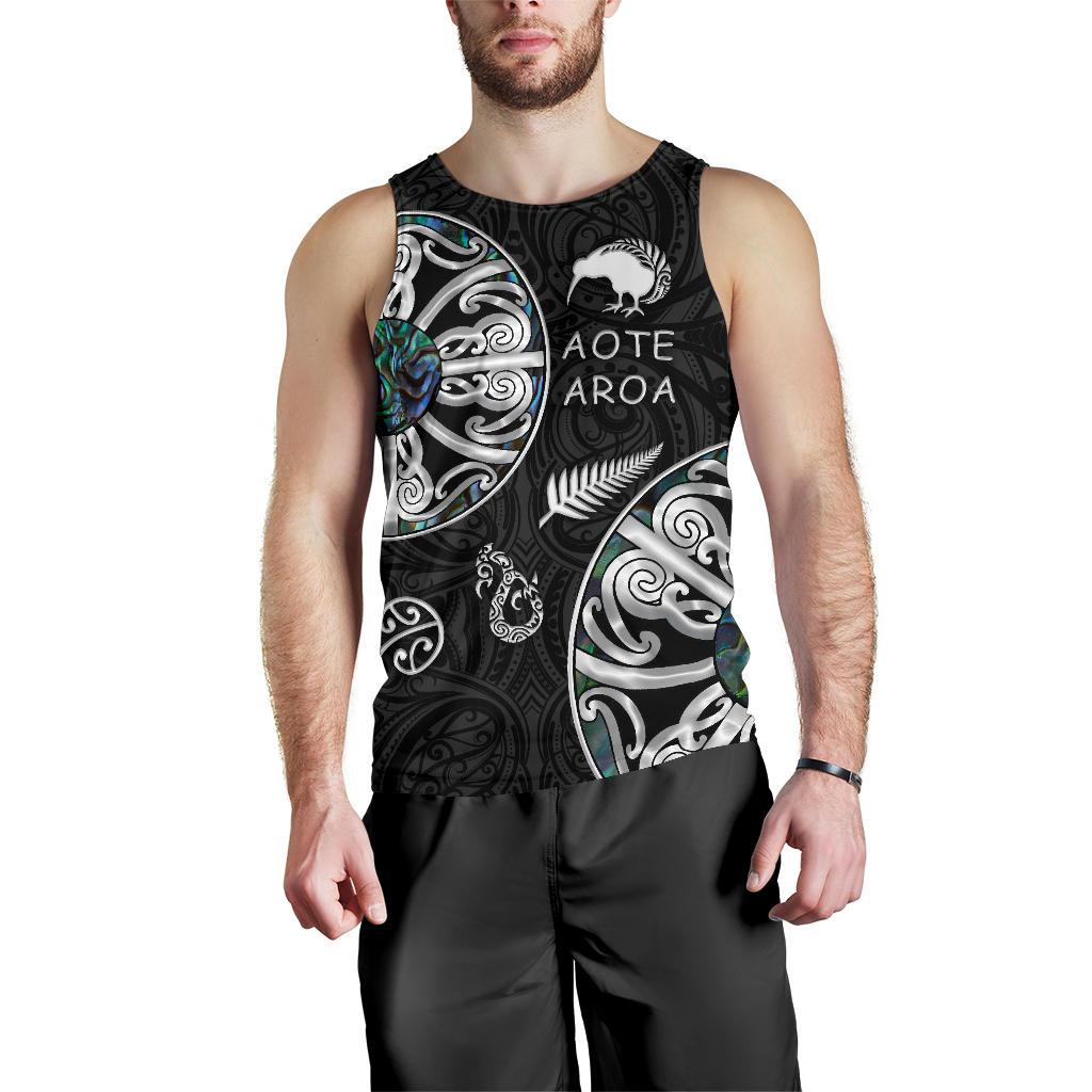 New Zealand Aotearoa Men Tank Top, Maori Mangopare Paua Shell