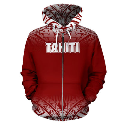 Tahiti All Over Zip Up Hoodie Fog Red