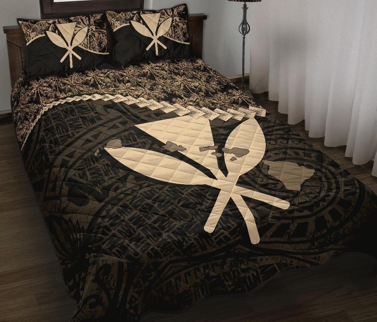 Kanaka Maoli Polynesian Quilt Bed Set Golden Coconut