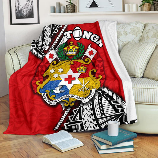 Tonga Rugby Premium Blanket Polynesian Style Pinwheel