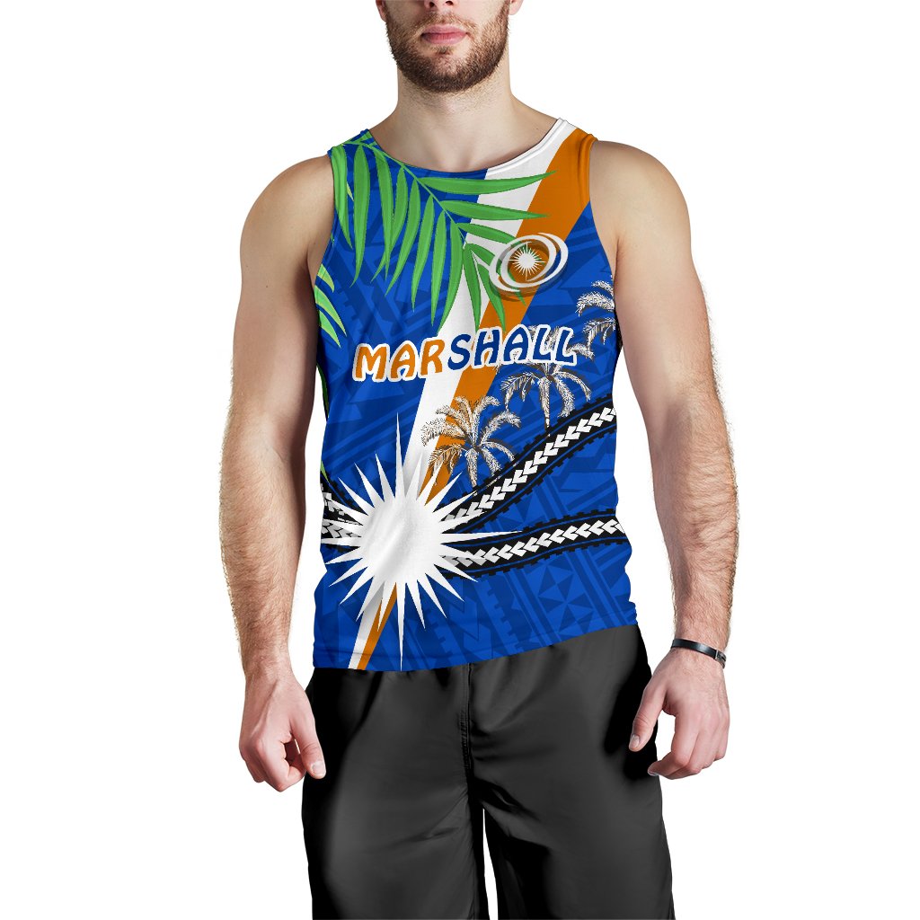 Marshall Islands Rugby Men Tank Top Coconut Leaves