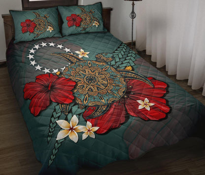 Cook Islands Quilt Bed Set Blue Turtle Tribal