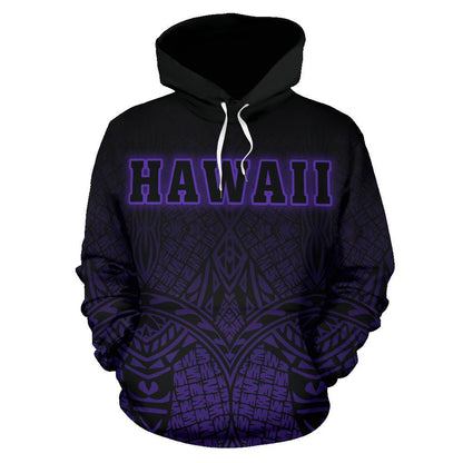 Hawaii Kanaka Polynesian Hoodie Violet Neon Style
