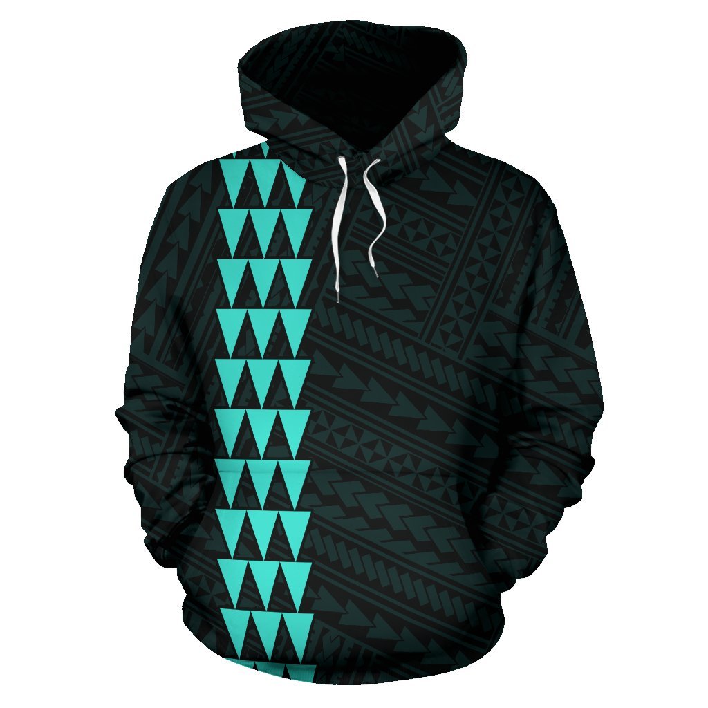 Hawaii Kakau Polynesian Turquoise Hammerhead Shark Hoodie