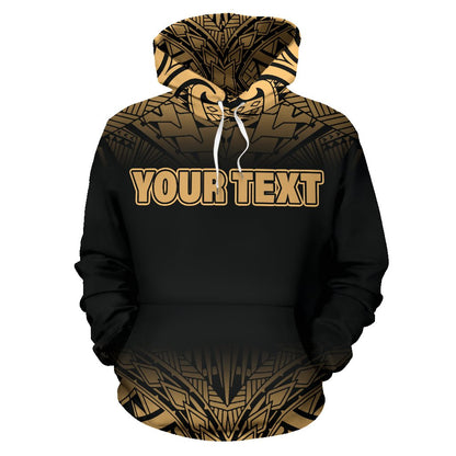 Custom Text Hawaii All Over Print Personalised Polynesian Gold Fog Zip Up Hoodie