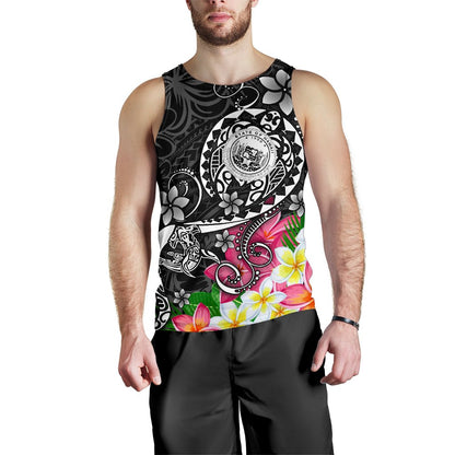 Hawaii Polynesian Men's Tank Top Hawaii Seal With Turtle Plumeria Black