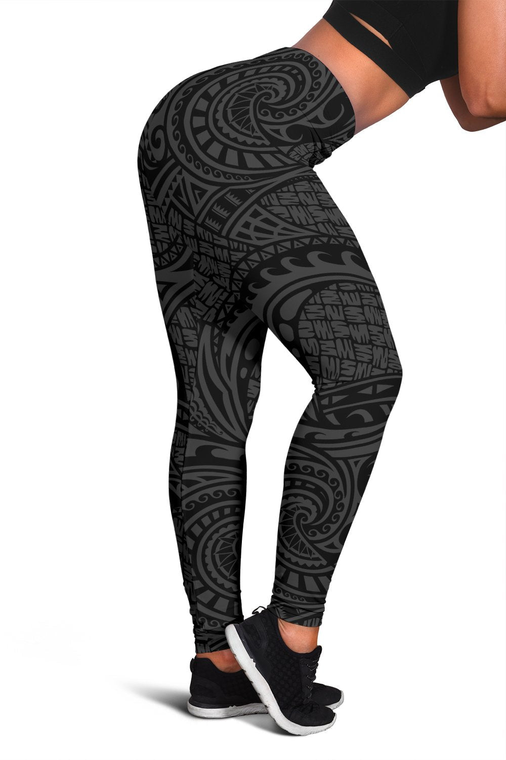 Polynesian Maori Lauhala Gray Hawaii Women's Leggings AH