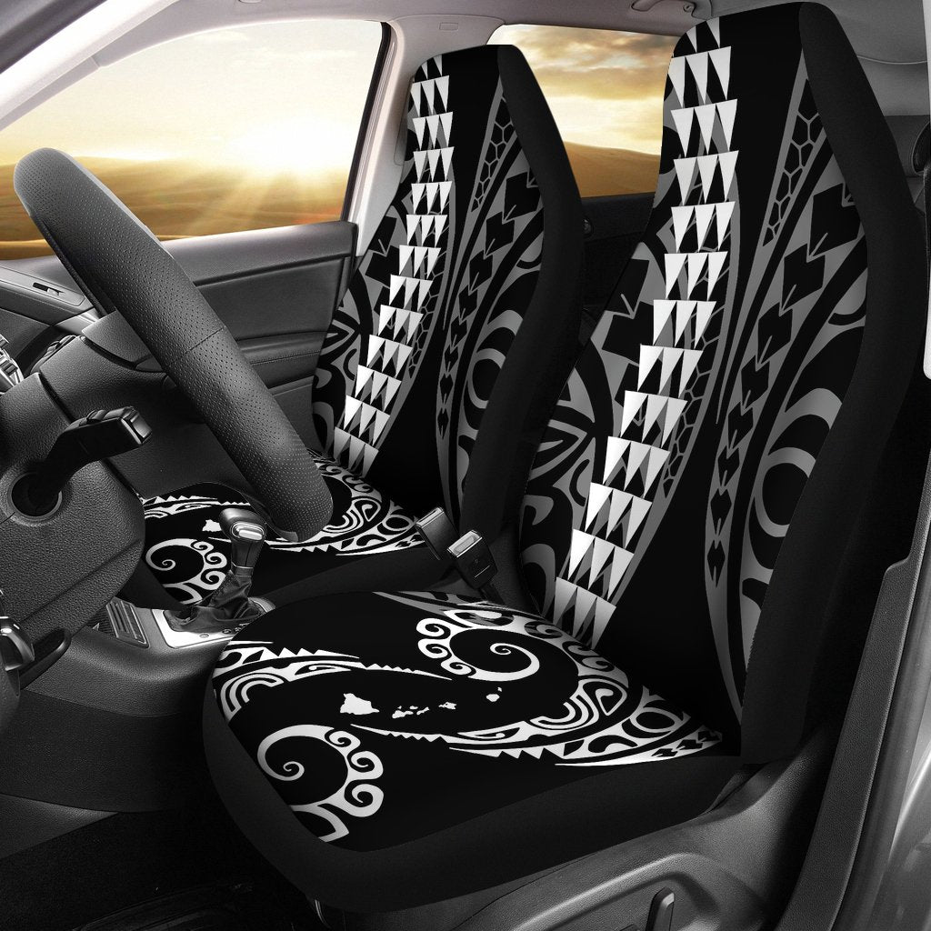 Hawaii Kakau White Polynesian Car Seat Covers
