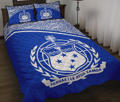 Samoa Quilt Bed Set Samoa Coat Of Arms Blue Curve Version