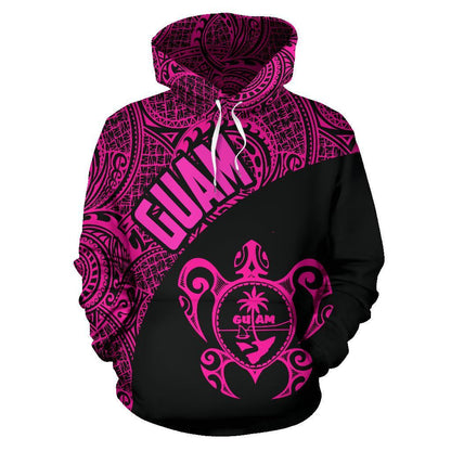 Guam Hoodie Guam Coat Of Arm In Turtle Polynesian Tattoo Pink Th9