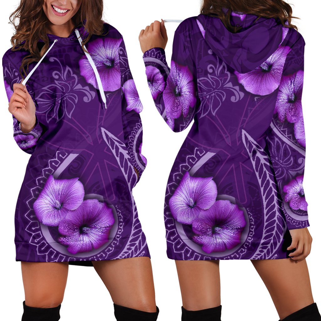 Hawaii Women's Hoodie Dress Hibiscus Purple