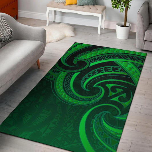 New Zealand Maori Mangopare Area Rug Polynesian Green