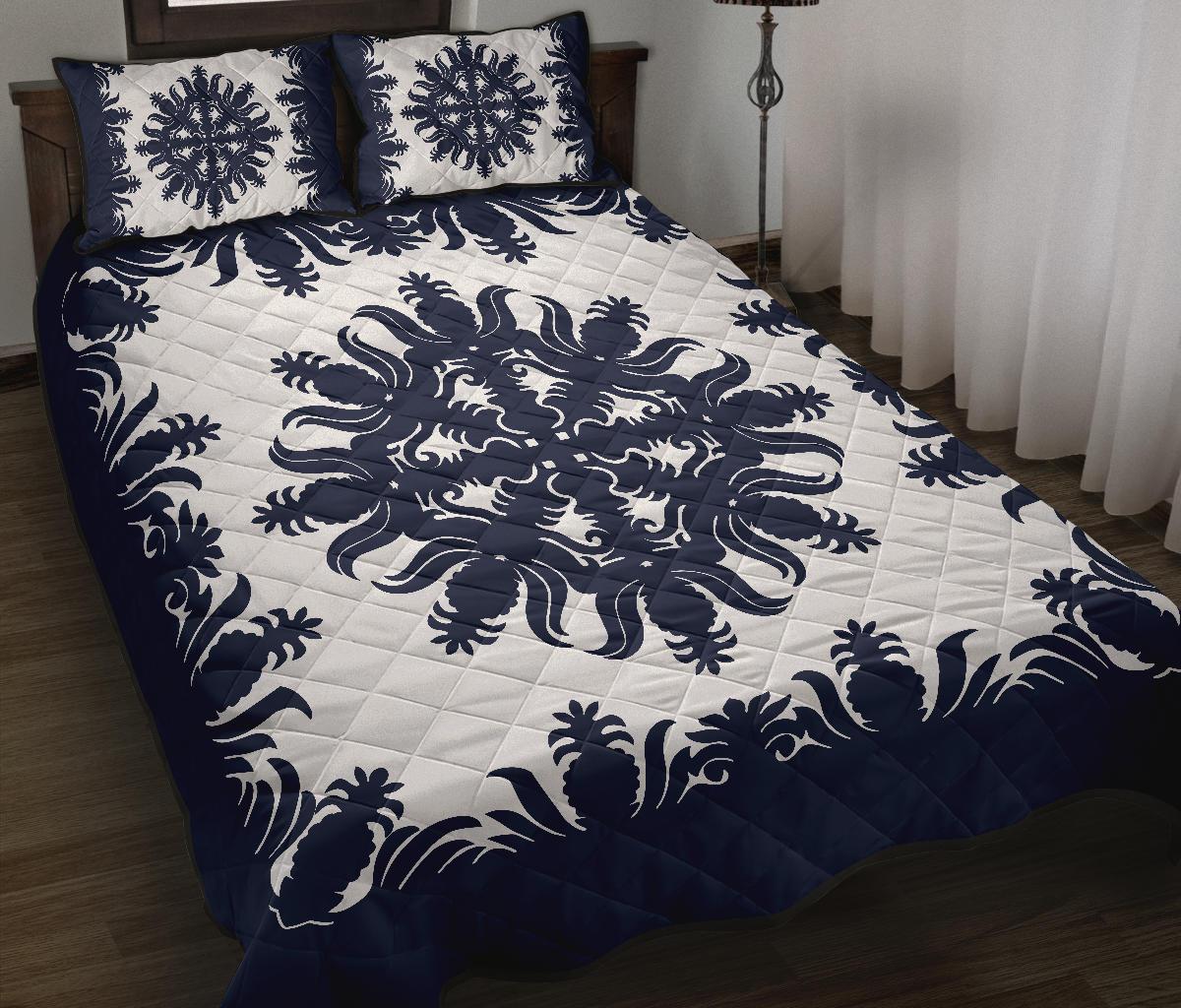 Hawaiian Quilt Pineapple Tropical Quilt Bed Set AH