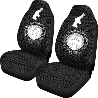 Northern Mariana Islands Car Seat Cover Saipan Seal Map Black