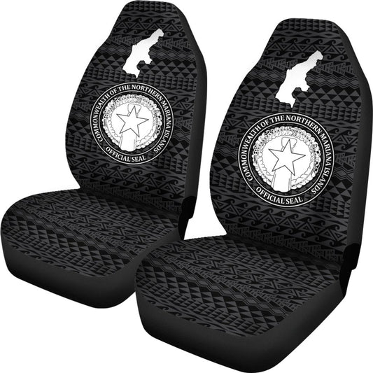 Northern Mariana Islands Car Seat Cover Saipan Seal Map Black