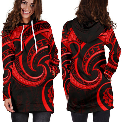 New Zealand Maori Mangopare Women Hoodie Dress Polynesian Red