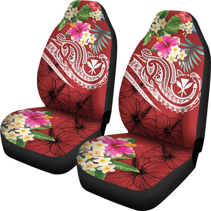 Polynesian Hawaii Kanaka Maoli Car Seat Covers Summer Plumeria (Red)